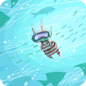 海の中のうさてぃ